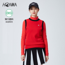 HONMA New Golf Womens vest knitted inside ribbed round neck young stripes fashion versatile