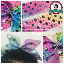 Cheerleading Headdress DIY head flower bow Material ribbon gradient Rainbow Unicorn Bronzing 75mm
