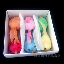 Sticking hair small ball bird simulation feather bird decoration a box of 6 colors is not big