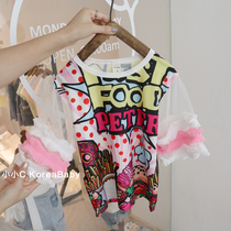 Baby foreign-style net gauze in sleeve dress Korean baby dress 2021 summer new girls baby skirt