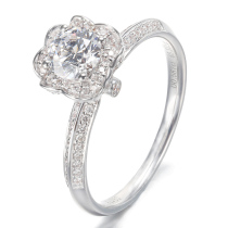 Jeweller natural round diamond ring 18K gold platinum inlaid diamond ring female