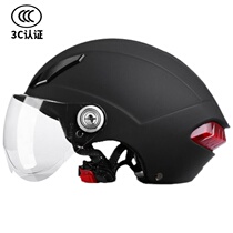 QSTK3C certified electric motorcycle helmet male and female summer half helmet adult LED tail light sun protection safety helmet