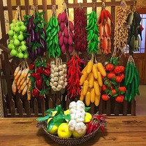 Hanging fake vegetables whole grain string wall hanging cucumber pepper farm house simulation fruit and vegetable decoration pendant