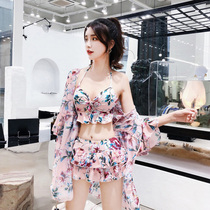 Swimwear womens summer 2021 new fashion spa split three-piece sexy bikini blouse fairy fan swimsuit