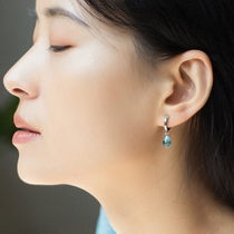 Pure Silver Gram Rhineland Blue Crystal Painless Spiral Ear Clip Without Earhole Womens Superior Sense Temperament Day Tie Ear Button Accessories Winter