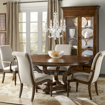 JSM pastoral vintage old solid wood round table American country house big table high-end dining table and chair combination