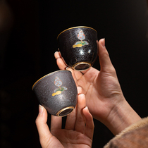 Antique master cup couple teacup a pair of gift boxes new Chinese hand-made ceramic kung fu tea set single tea cup