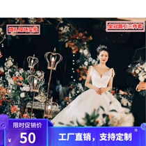  2019 new wedding props wrought iron golden crown road guide wedding layout decoration scene geometric guide