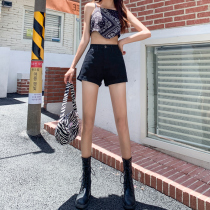 A-line high-waisted denim shorts womens summer thin black small slim slim wide legs ultra-short hot pants tide ins