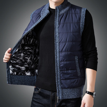 Mens horse clip jacket Mens knitted vest spring flannel cotton waistcoat wear thickened sweater vest earth down