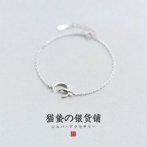 Cat sting S925 Sterling Silver Moon cat cute kitten cute bracelet jewelry fine birthday gift female