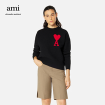 AMI unisex classic love wool solid color embroidered casual round neck jumper