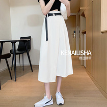  Suit literary skirt womens summer casual mid-length 2021 new chiffon hanging elegant high-end skirt