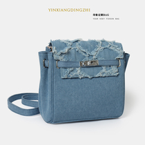 Impression Custom New Splicing Denim Patch Streaming Su Single Shoulder Bag Small Crowd Casual Fashion 100 Hitch Trips Double Shoulder Bag