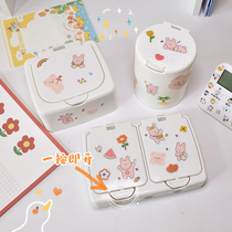 Simple ins style desktop button storage box finishing girl heart small object clip with cover cotton storage box