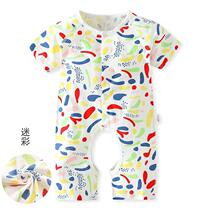 Hot-selling clothes crawling mens short-sleeved toddlers open crotch childrens summer half-sleeved baby uniforms female treasure climbing clothes thin