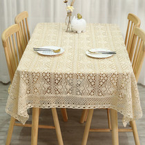 Crochet cut-out tablecloth seat cloth tablecloth vintage tablecloth American pastoral desk ins student fabric cotton linen