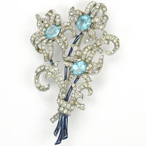 Cuifari Trifari Alfred Spanish Sea Blue Jewel Flower Brooch Accessories Womens Luxury