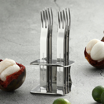 Daddy stainless steel fruit fork fruit plate cake dessert small fork snack fork toothpick fork fruit fork storage rack