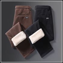 Plus velvet padded mens casual pants autumn and winter lamb cashmere thickened warm corduroy harlem pants mens cotton pants