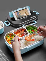 Lunch box lunch School students divided multi-grid dinner plate office workers Anti-hot insulation children stainless steel lunch box divider type