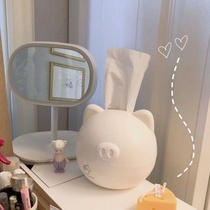Nordic Wind Cute Piggy Piglet Tissue Box Desktop Dorm Bedroom Living Room Drawing Cardboard Box Toilet Paper Containing Box