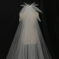 (Swan Dance)Bride Wedding accessories Luminous white bow headdress Wedding hair accessories Photo ceremony veil