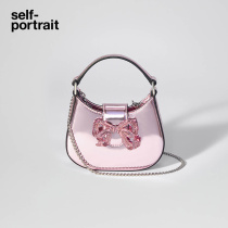 self-portrait 2023 early spring light pink purple micro metal mirror hobo clutch