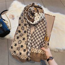 Gstripe Cotton Linen Scarves Women Autumn winter Han version Temperament Foreign Air Warm Tourism Sunscreen Long style Silk Scarlet Cape