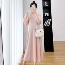 Pregnant Woman Summer Dress Superior Sensation Skirt 2022 New Summer Short Sleeves Big Code Net Red Ocean Fashion Over Kneecap Dress