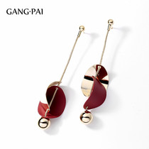 925 Silver Needle Small Crowddesign Sensation Irregular Earrings Woman Long style Temperament Su Large Earrings South Korea Nets Red Earrings