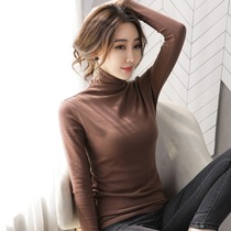 Sanskrit pile collar bottom-shirt womens fall Korean version for fashion repairs 100 hitch-warm T-shirt blouses