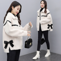 2021 Winter New Sheep Cut Cashmere Lamb Fur Integrated Coat Woman Loose slim Slim Fashion Big Coat Thicken