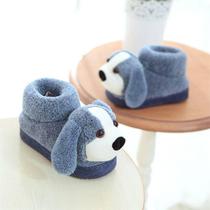 Winter thickened home shoes Children warm non-slip girls wool slippers bag with cotton shoes indoor boys cotton slippers