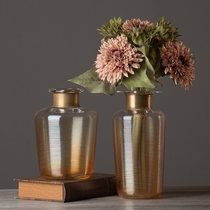 American country golden thread transparent glass vase ornaments living room dining room porch flower arrangement decoration