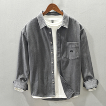 Full Cotton Shirt Mens Day Ensemble Trendy Casual Loose Outside Wearing Shirt Tooling Jacket Autumn New White Blouses