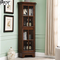 American Solid Wood Cabinet Cabinet Cabinet Tea Bottom European Wine Cabinet White Wax Triangle Locker
