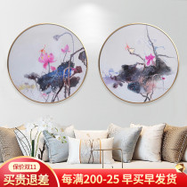 New Chinese living room multi-round painting freehand landscape painting Impression Lotus porch decoration hanging painting