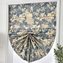 Chinese style fan-shaped Roman lifting curtains Printed bird American pull-up Living Room Bedroom room electric customization