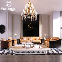  Sofa living room complete luxury atmosphere Light luxury leather sofa combination postmodern simple custom sofa