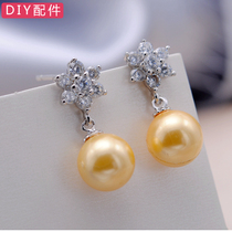 925 sterling silver earrings Pearl silver earrings empty bracket semi-finished accessories diy jewelry drop earrings inlaid with zircon earrings