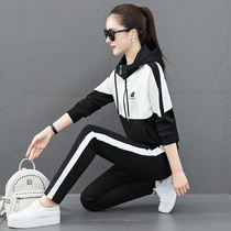 BBQ sportswear suit womens spring autumn season 2022 new Korean version loose cardio-hoodie casual even cap clothing two sets