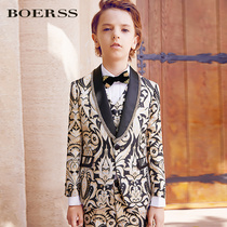 BOERSS childrens suit suit boys dress Middle and big child flower girl suit piano performance suit baby suit
