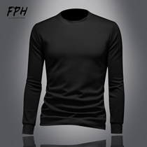 European station mens necropolis autumn winter new long sleeves mens round collar pure cotton casual blouses pure colour sleeve headsweaters