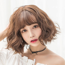 Wig womens short hair micro-volume fluffy water ripple net red natural corn hot Qi bangs short curly temperament wool roll