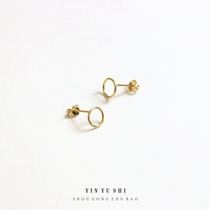Minimal hand - made s925 pure silver plated 14k gold mini circle ear nails female anti - allergy daily hundred and ear decorations