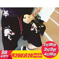 Best Sonny Monkey King Kenichi design original muscle skull embroidery fitness sports five-point cotton casual shorts