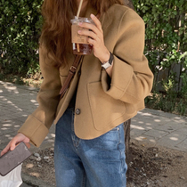 South Korean short double face cashmere big coat woman 2021 Winter new loose slim small sub wool coat tide