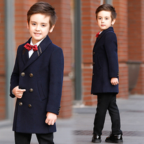 Boys woolen coat childrens woolen coat male big boy baby long Korean version of foreign atmosphere thickened autumn and winter