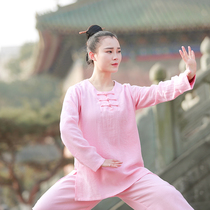 Tai Chi Clothing Womens Spring New Cotton Linen Flutter Sports Training Clothing Taijiquan Martial Arts Practice men